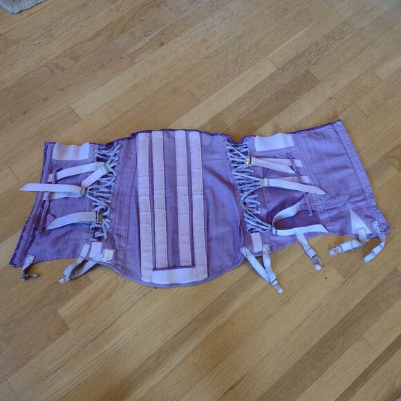 Purple Vintage Fan-Laced Camp Corset, Retro 50s-60s - Picture 1 of 16
